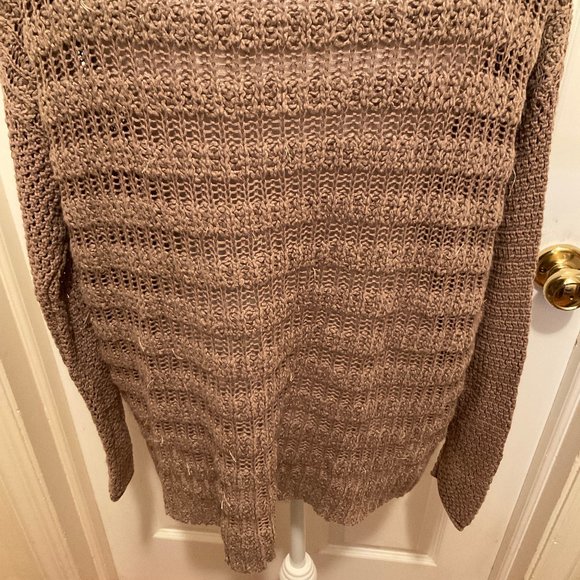 Free People Sweater M Brown Yellow Taupe Applique Long Sleeve Semi-Open Eave NWT - Picture 10 of 11